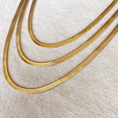 18k Gold Filled 4.0mm Thickness Herringbone Chain: 16 inches - FOREVERLINKX