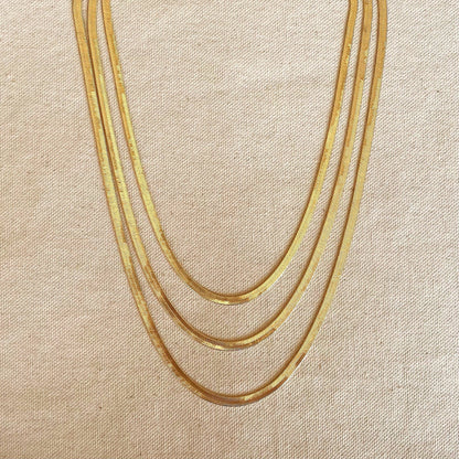 18k Gold Filled 4.0mm Thickness Herringbone Chain: 16 inches - FOREVERLINKX