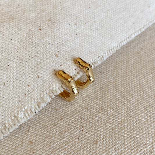 18k Gold Filled Bamboo Clicker Hoop Earrings - FOREVERLINKX