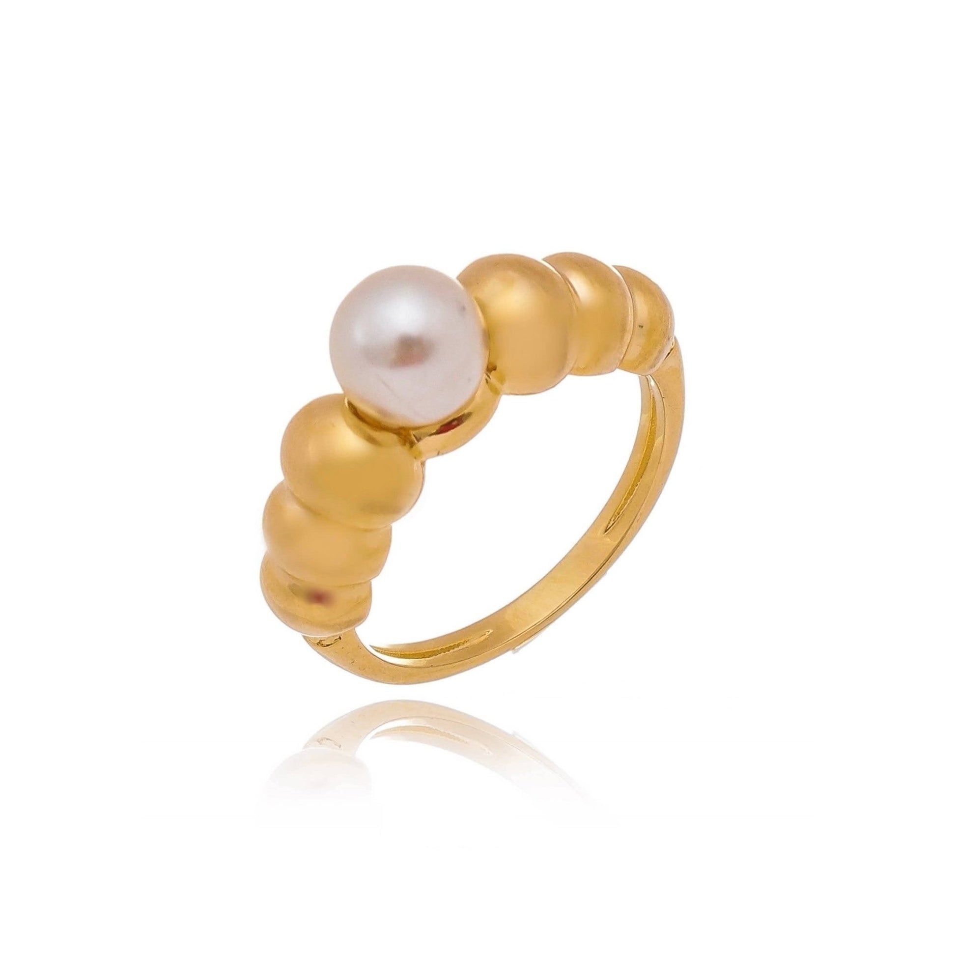 18k Gold Filled Beads and Pearl Ring - FOREVERLINKX