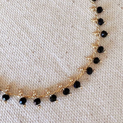 18k Gold Filled Black Beaded Bracelet - FOREVERLINKX