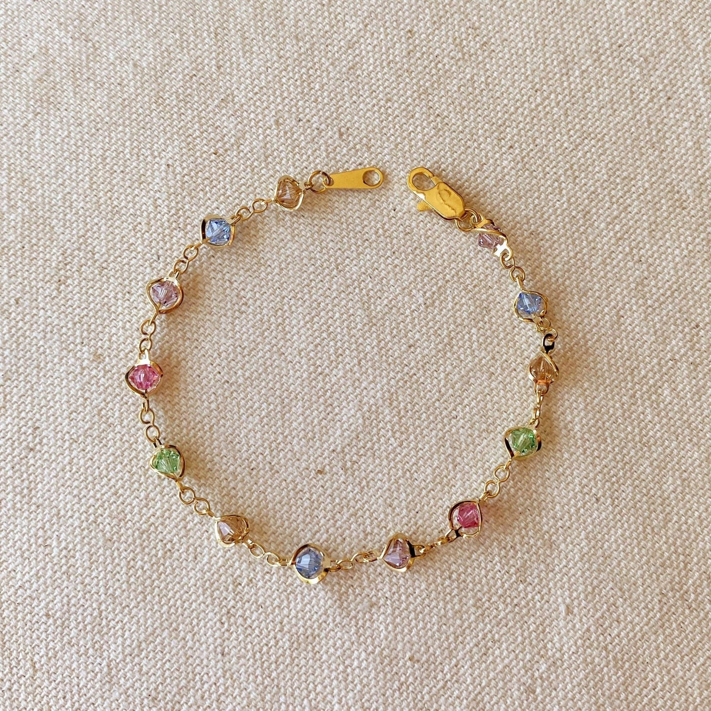 18k Gold Filled Bracelet with Colorful Crystal Beads - FOREVERLINKX