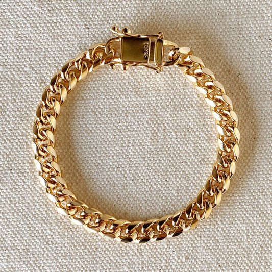 18k Gold Filled Chunky Cuban Bracelet Featuring Box Lock Clasp - FOREVERLINKX