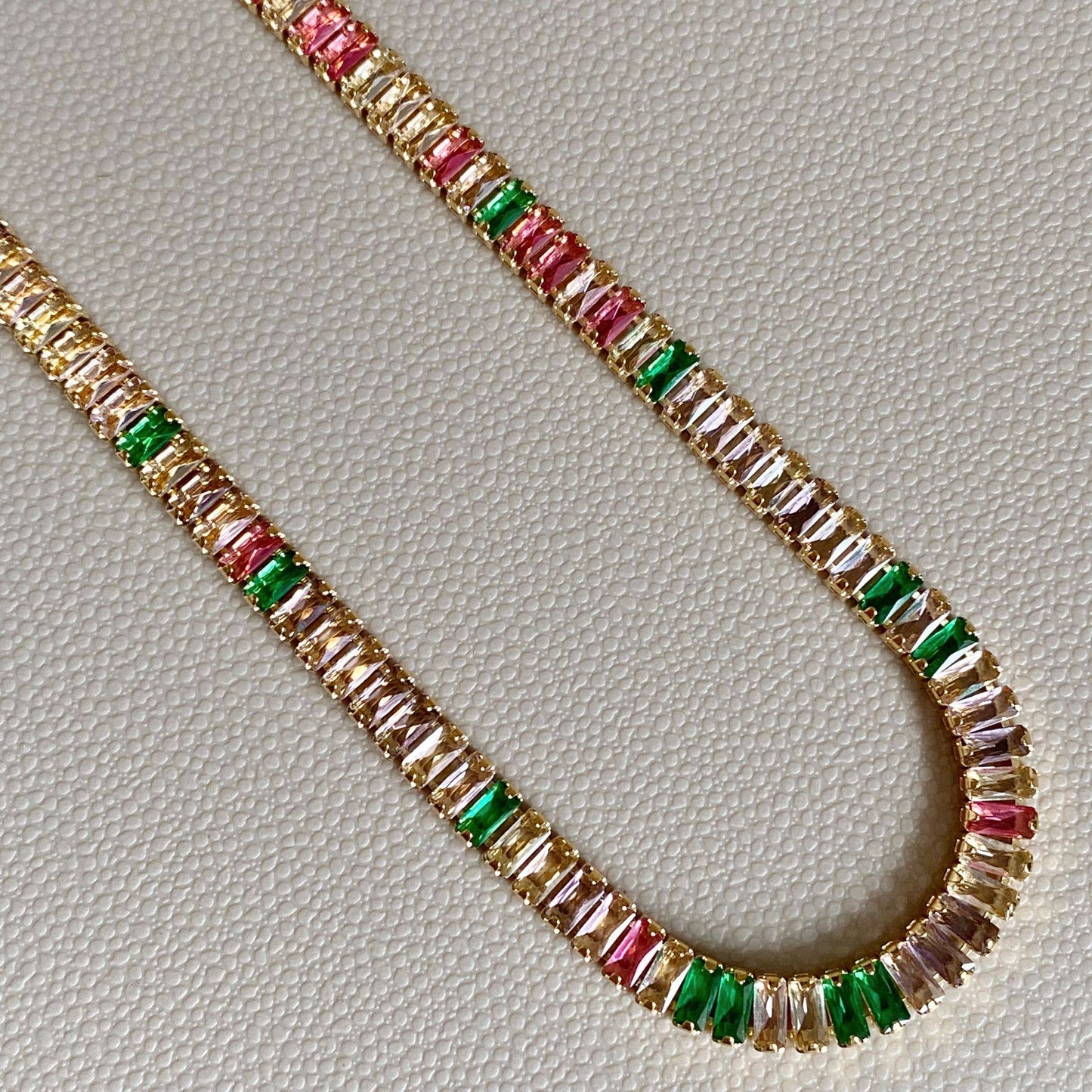 18k Gold Filled Colorful Cubic Zirconia Choker Necklace - FOREVERLINKX