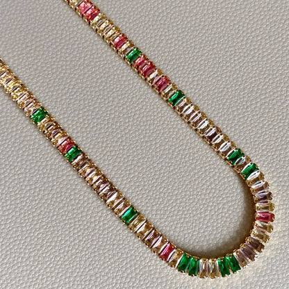 18k Gold Filled Colorful Cubic Zirconia Choker Necklace - FOREVERLINKX