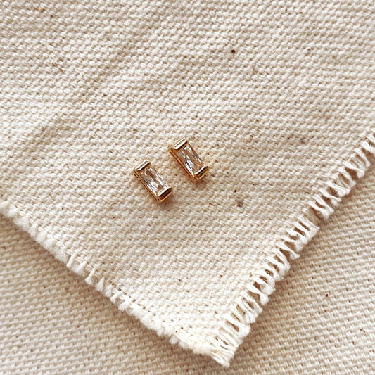 18k Gold Filled Cubic Zirconia Baguette Stud Earrings - FOREVERLINKX