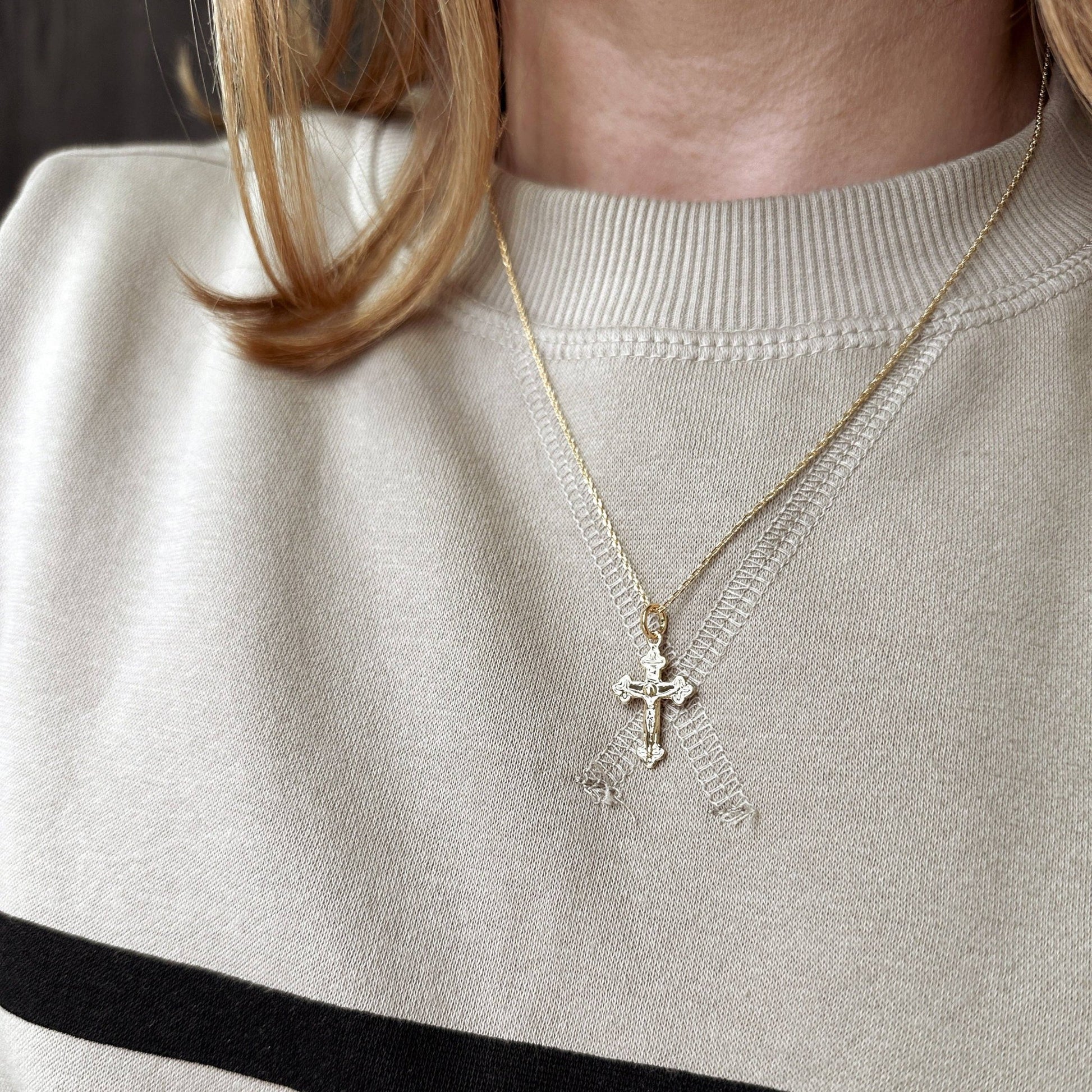 18k Gold Filled Delicate Crucifix Pendant - FOREVERLINKX