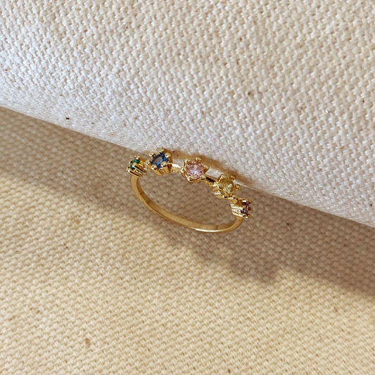 18k Gold Filled Delicate Pastel Colored Cubic Zirconia Ring - FOREVERLINKX