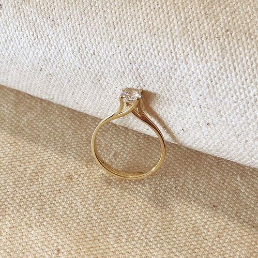 18k Gold Filled Delicate Solitaire Ring - FOREVERLINKX