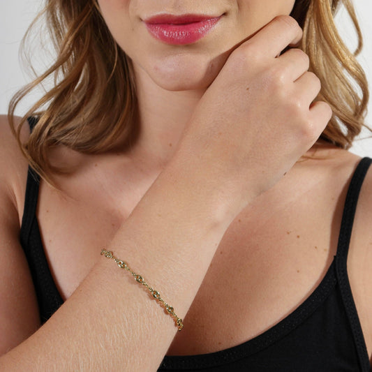 18k Gold Filled Fancy Puff Links Chain Bracelet - FOREVERLINKX