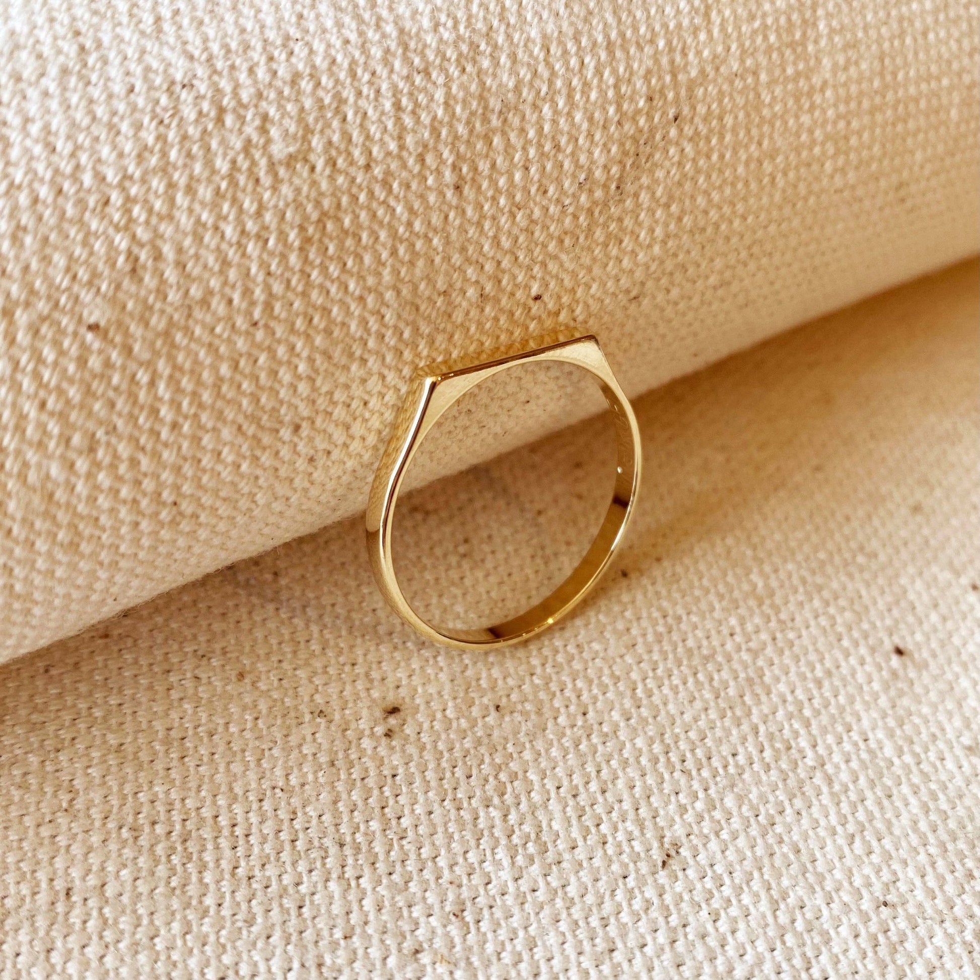 18k Gold Filled Flat Top Ring: 7 - FOREVERLINKX