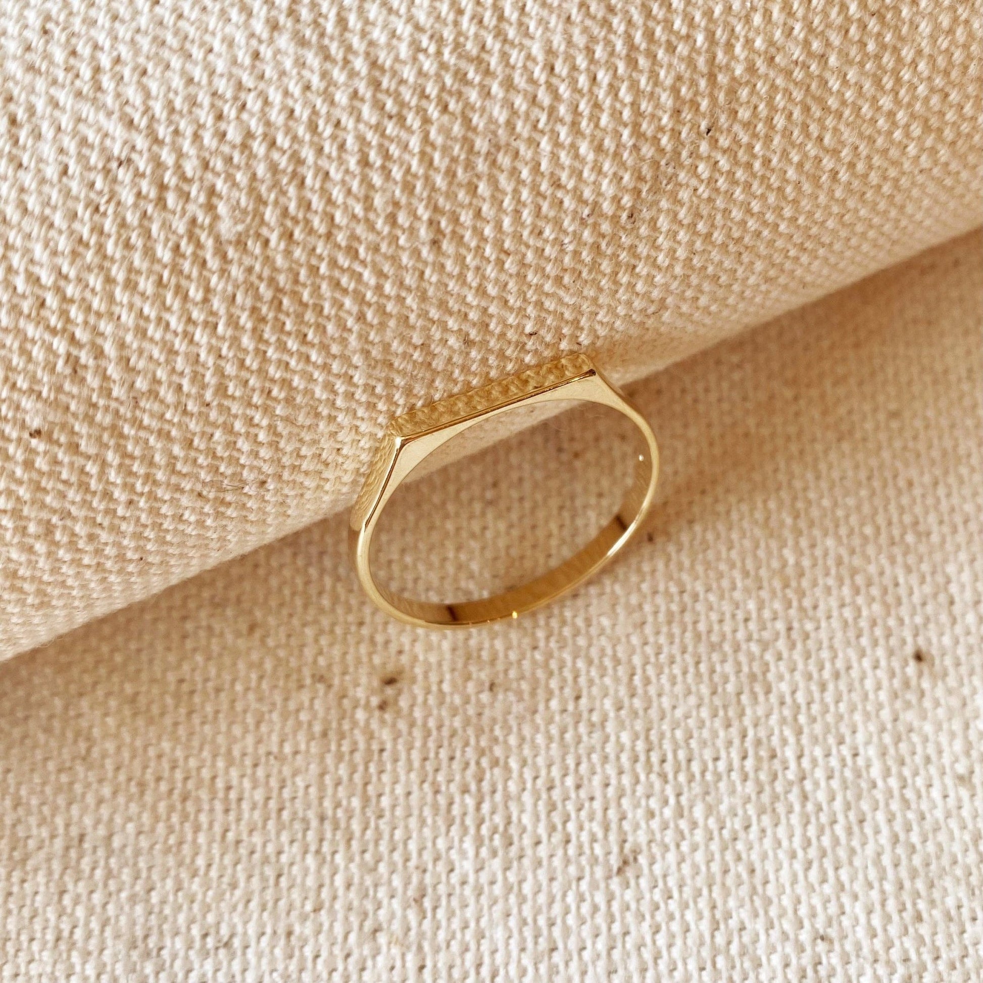 18k Gold Filled Flat Top Ring: 7 - FOREVERLINKX