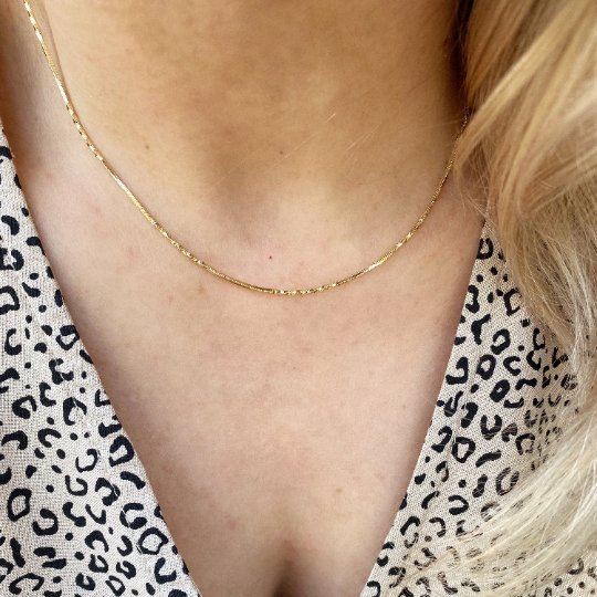 18k Gold Filled Interspersed Twisted Box Chain 1.0mm - FOREVERLINKX