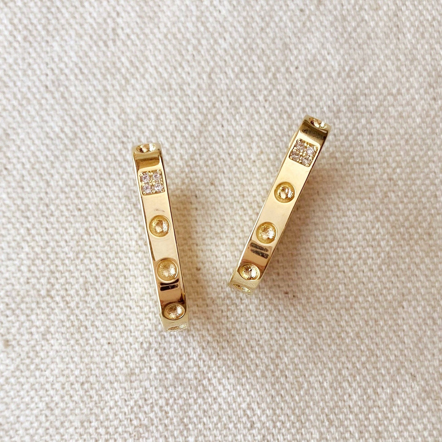 18k Gold Filled Large Rectangular Clicker Hoop Earrings With - FOREVERLINKX