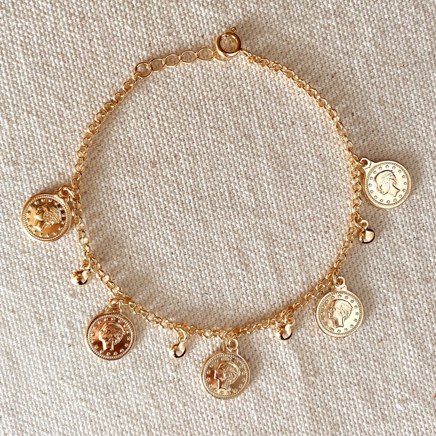 18k Gold Filled Queen Head Coin Bracelets for Women - FOREVERLINKX