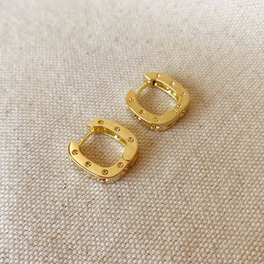 18k Gold Filled Small Rectangular Clicker Hoop Earrings With - FOREVERLINKX
