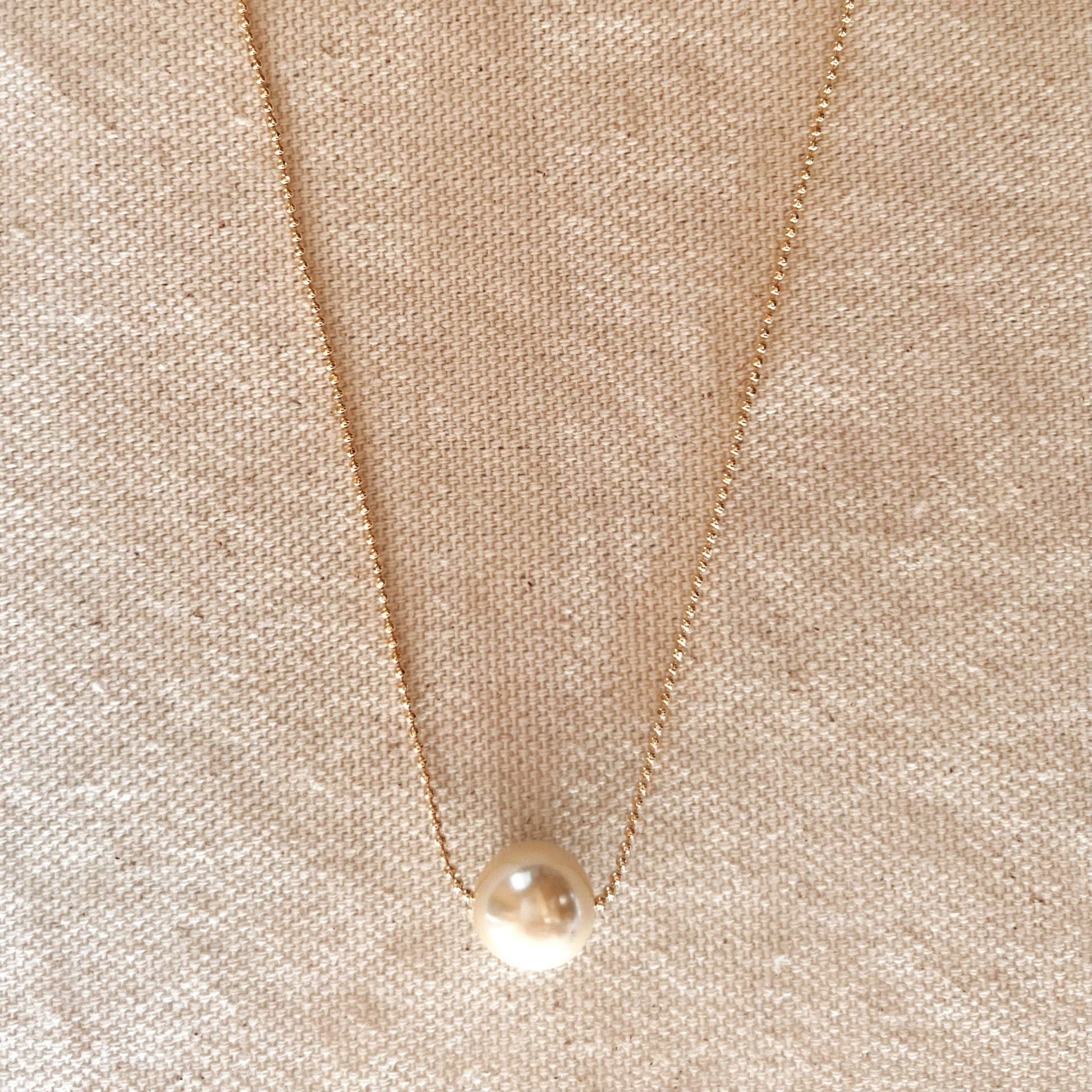 18k Gold Filled Solitaire Pearl Necklace - FOREVERLINKX