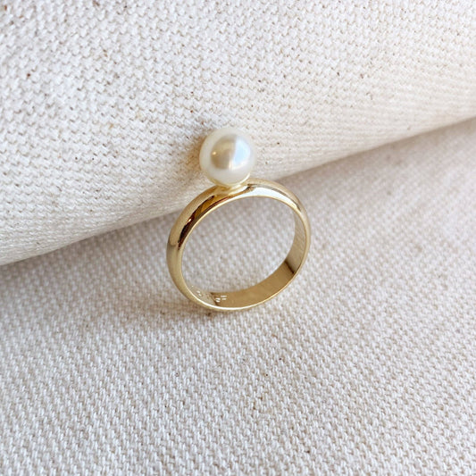 18k Gold Filled Solitaire Pearl Ring - FOREVERLINKX