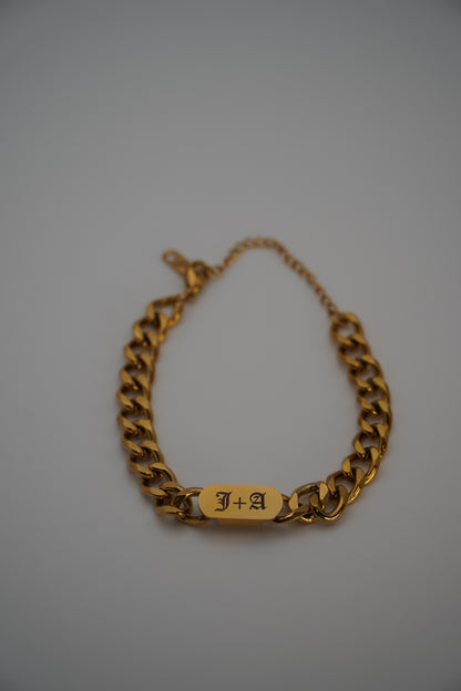 Cuban Charm Initial Bracelet