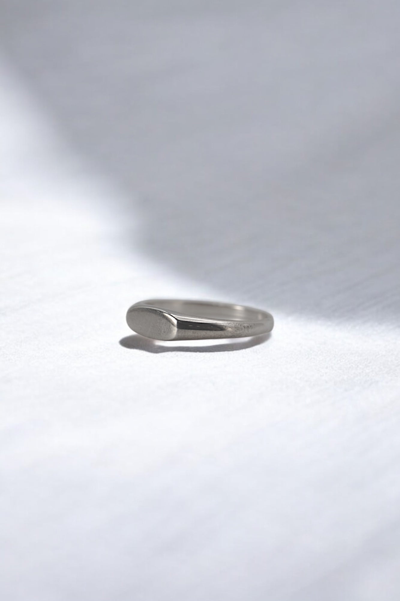 Oval long sterling silver signet ring