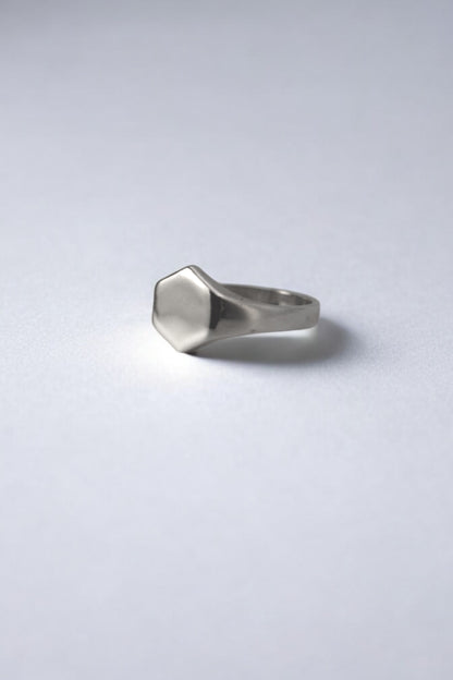 Hex sterling silver signet ring