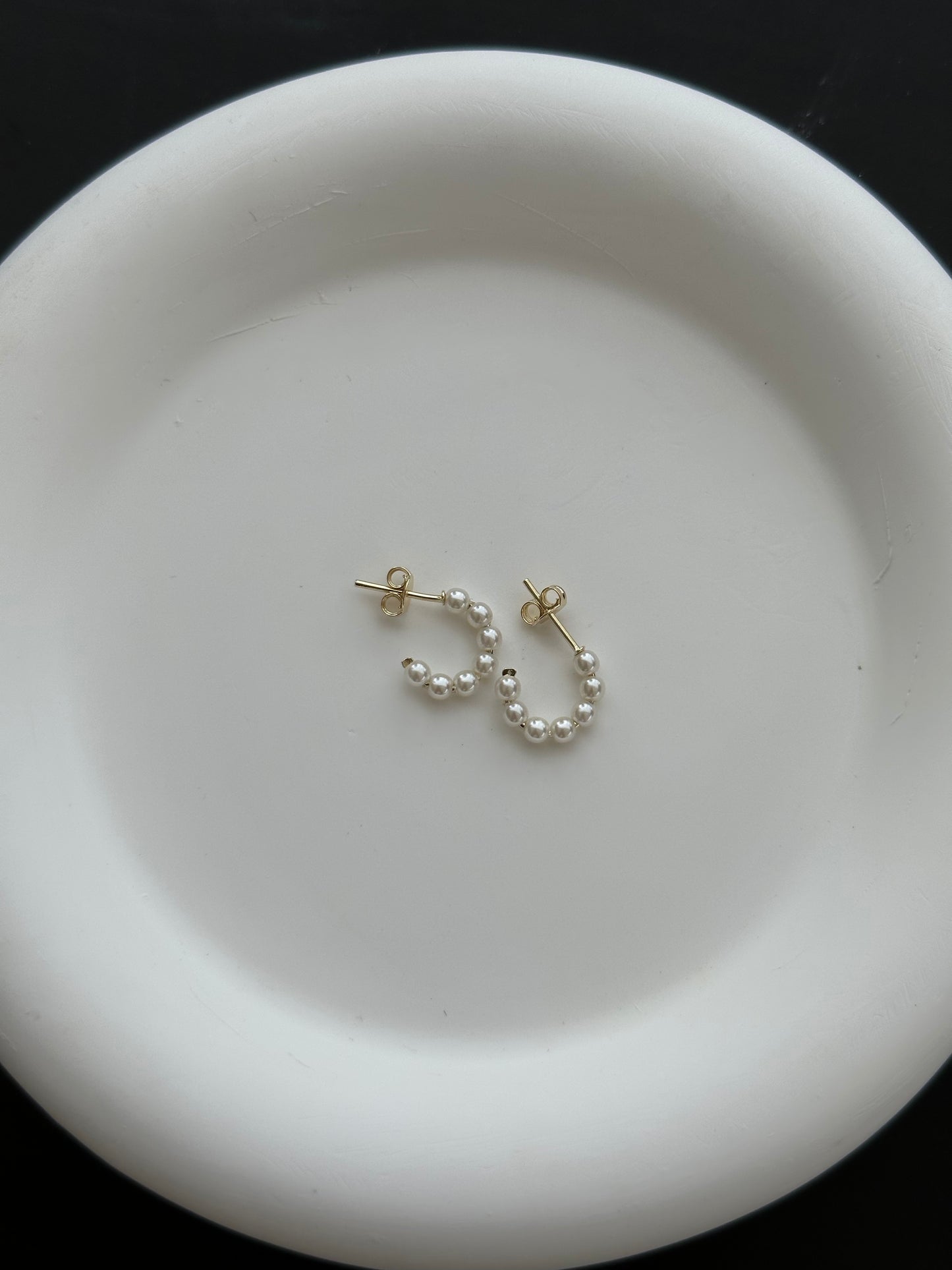 18K Gold Filled Pearl Hoops