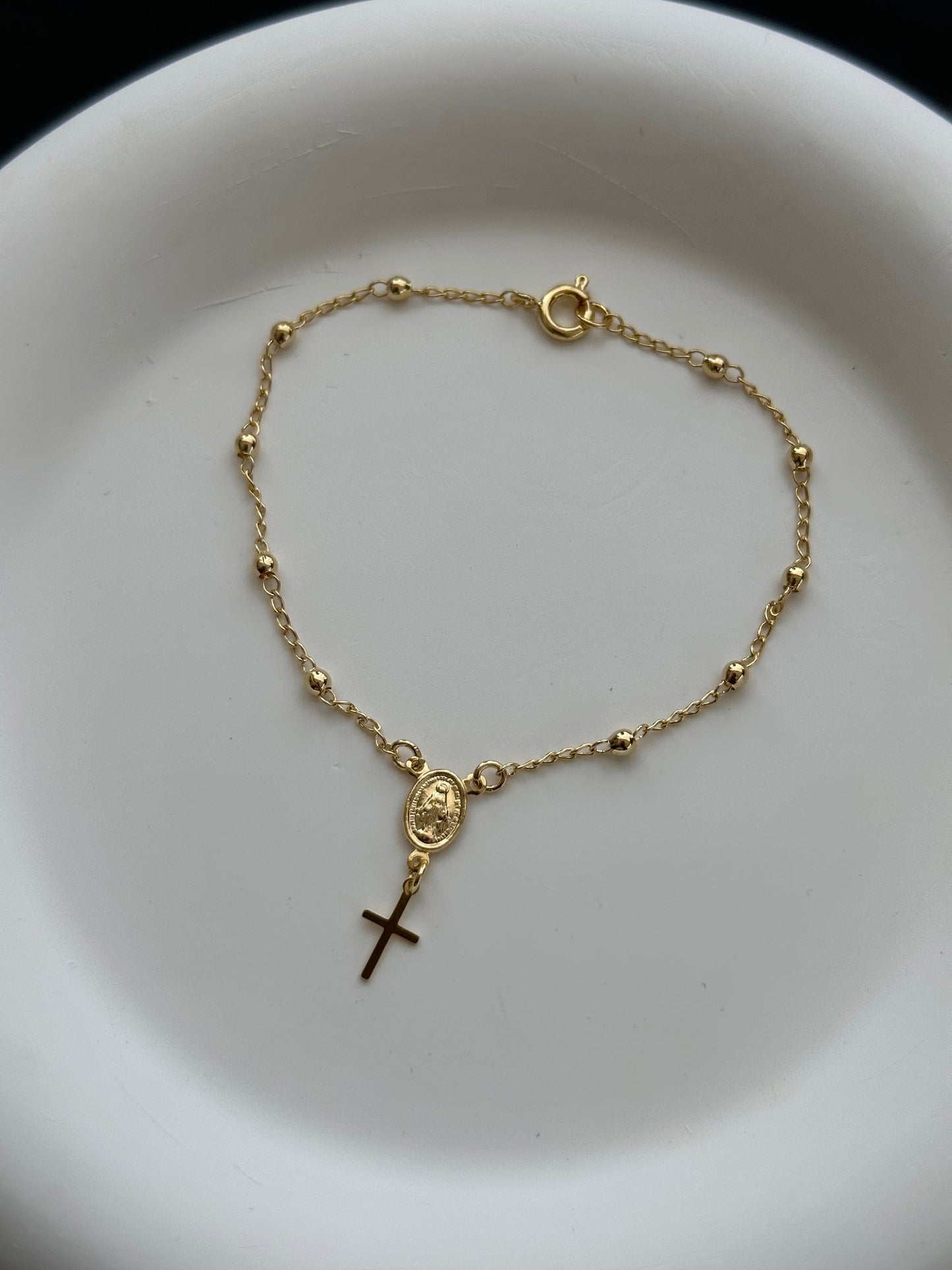 18K gold Filled Rosary Beaded Bracelet