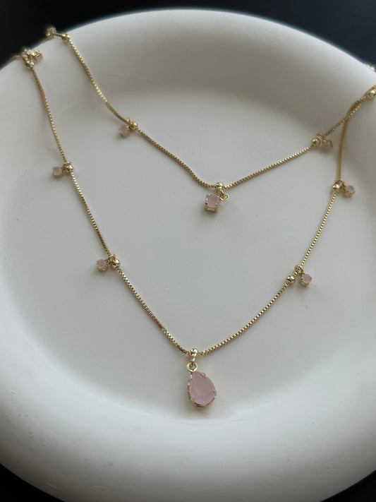 18k Gold Filled Pink Drop Necklace