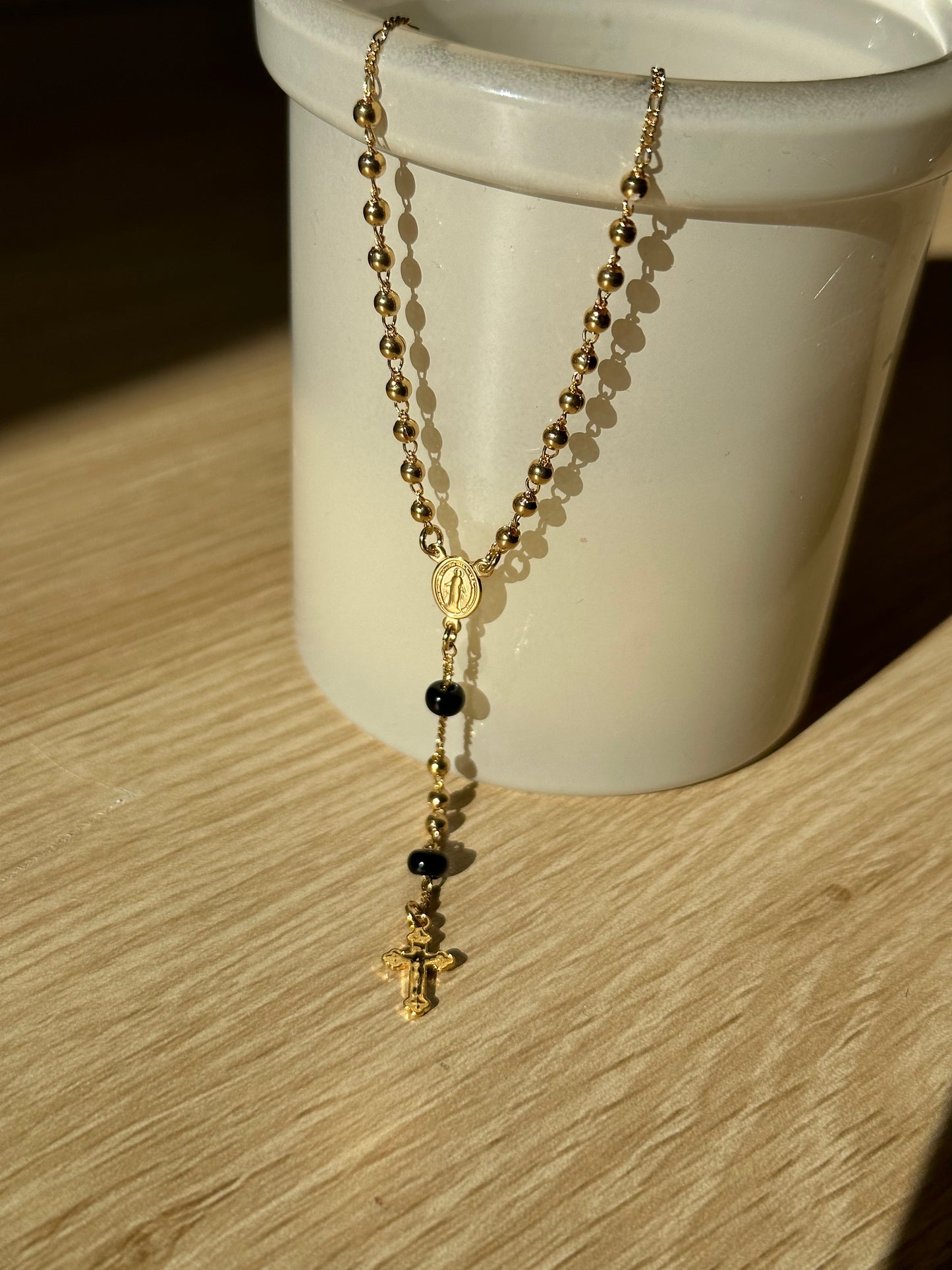 Collar de rosario relleno de oro de 18 quilates