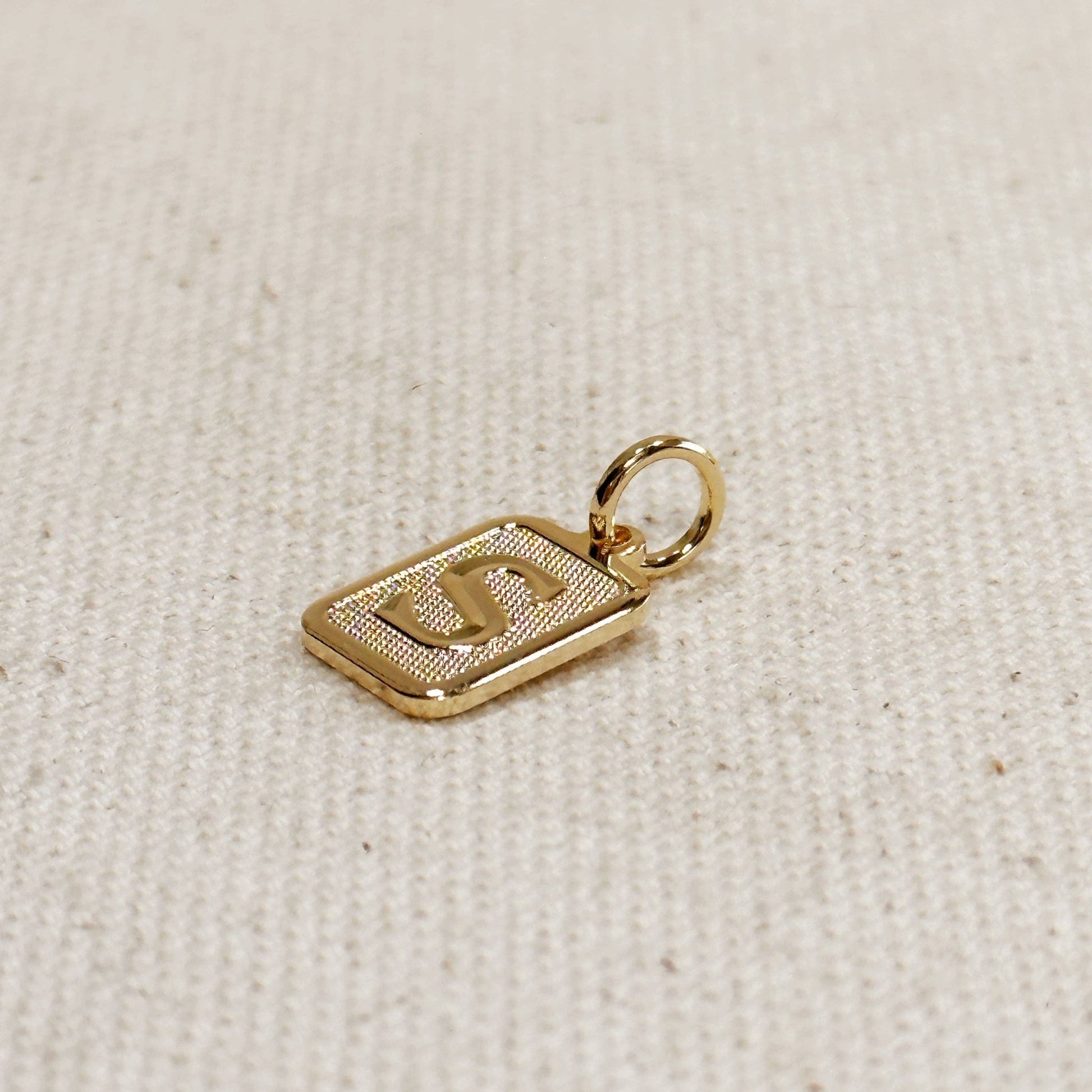 Textured Initial Plate Pendant: A - FOREVERLINKX