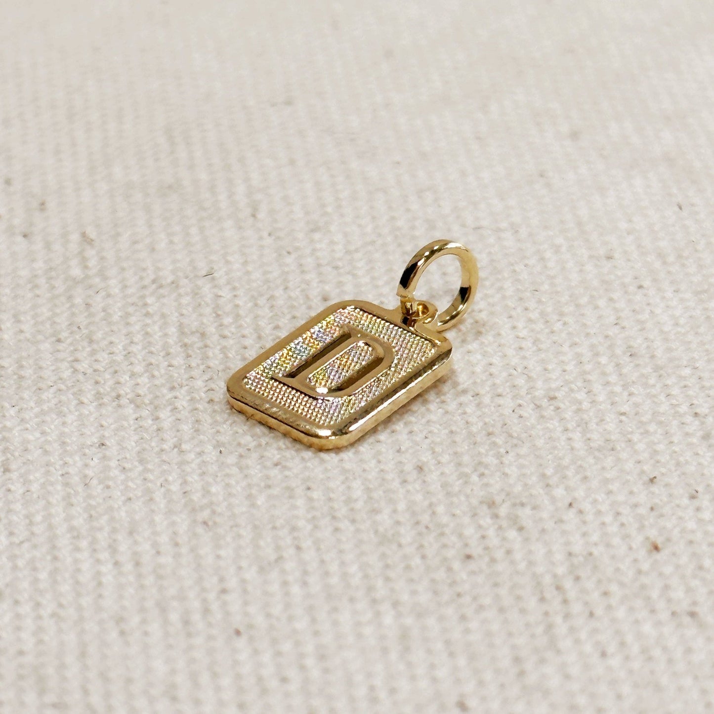 Textured Initial Plate Pendant: B - FOREVERLINKX