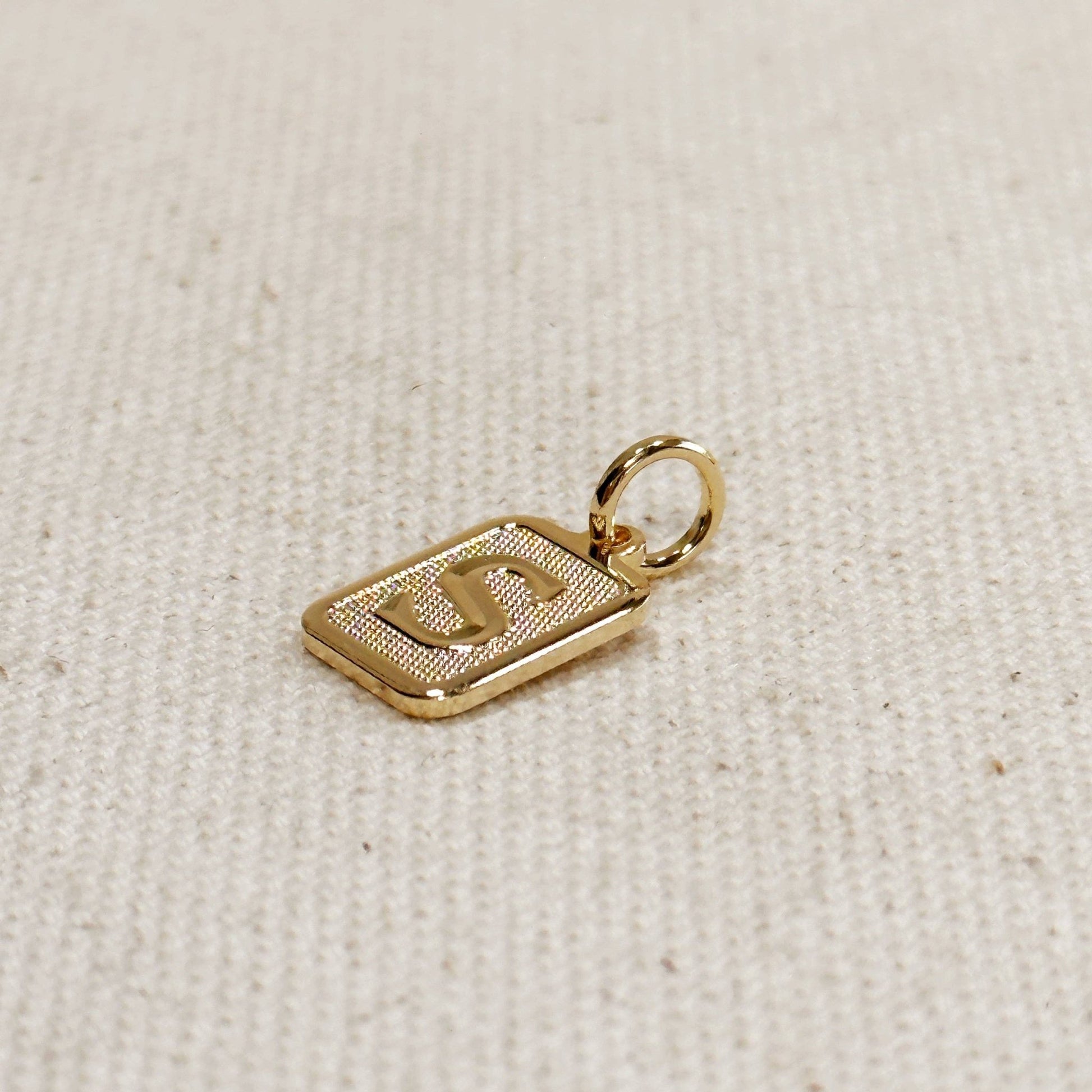 Textured Initial Plate Pendant: B - FOREVERLINKX