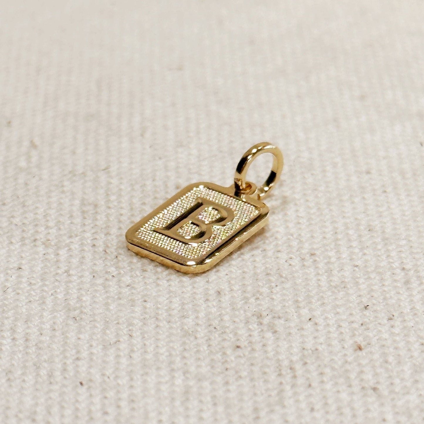 Textured Initial Plate Pendant: B - FOREVERLINKX