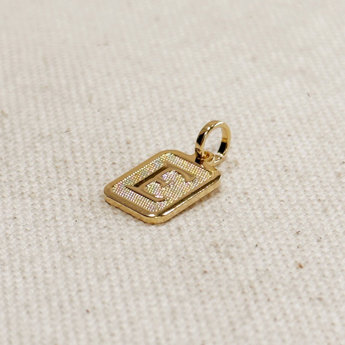 Textured Initial Plate Pendant: J - FOREVERLINKX