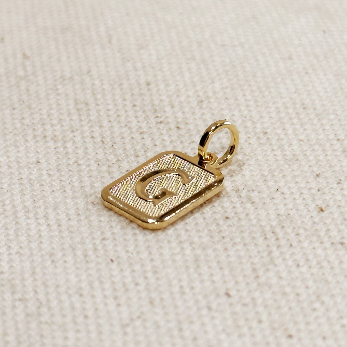 Textured Initial Plate Pendant: J - FOREVERLINKX