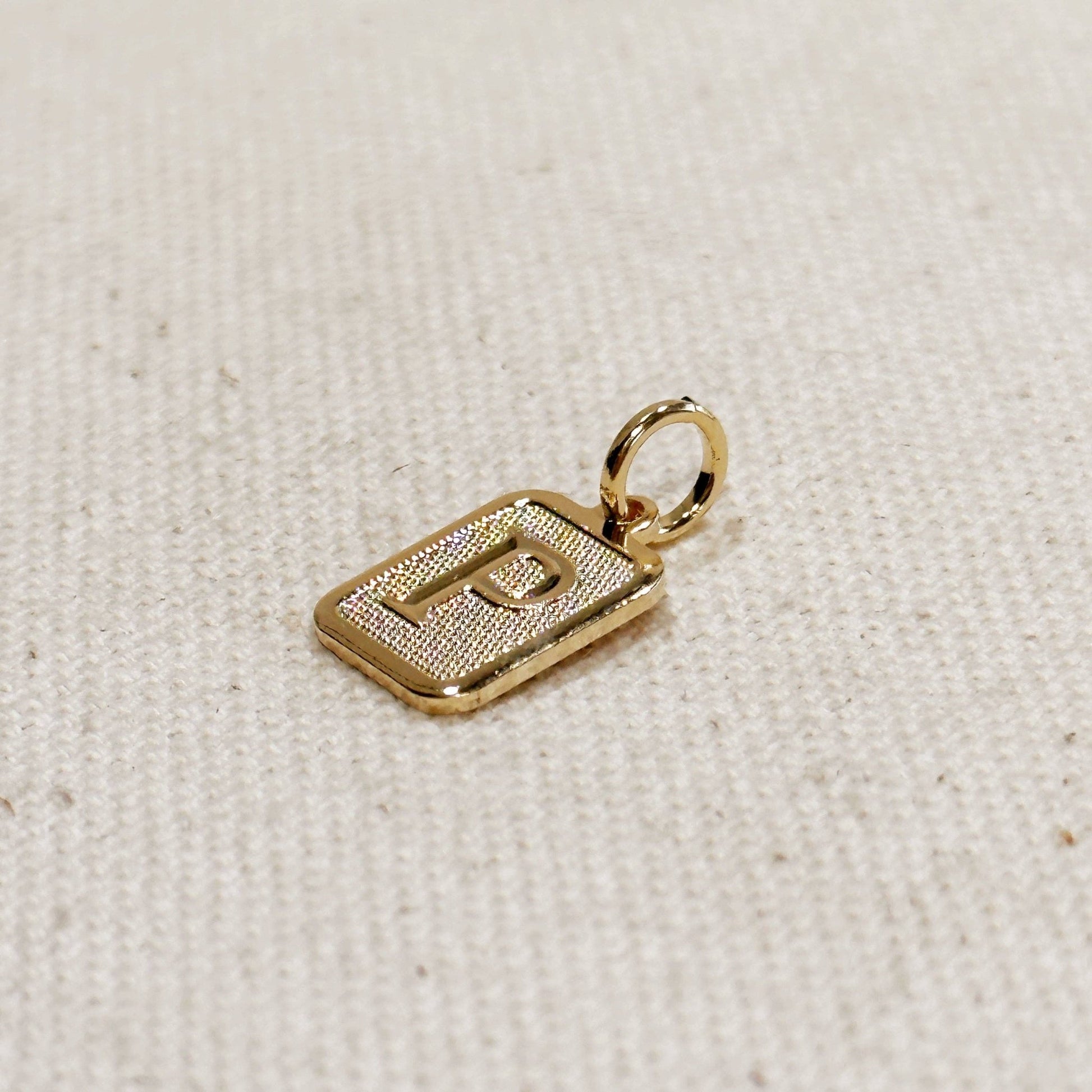 Textured Initial Plate Pendant: J - FOREVERLINKX